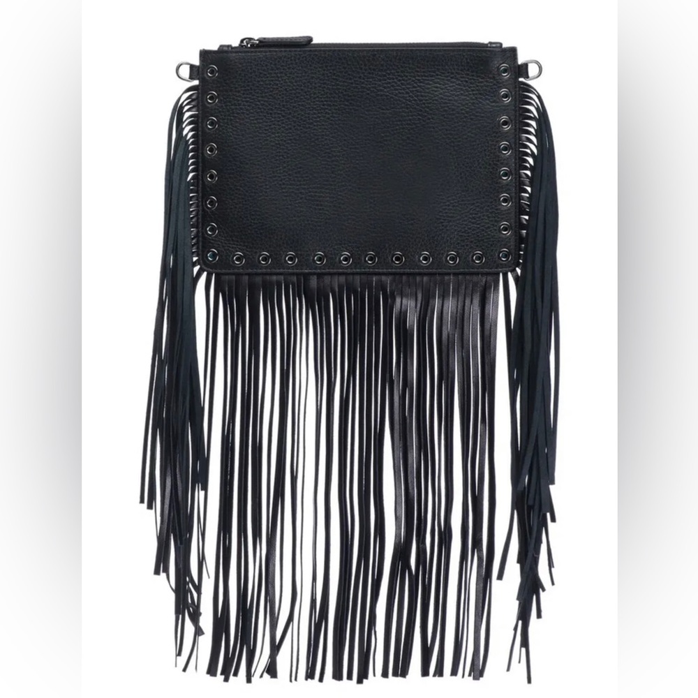 Thale Blanc leather fringe clutch